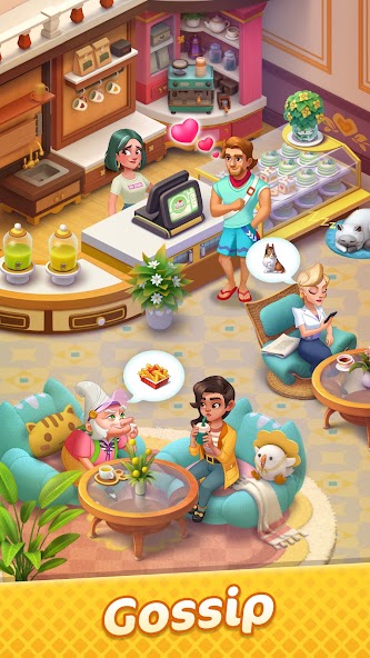 Gossip Harbor game characters in the café